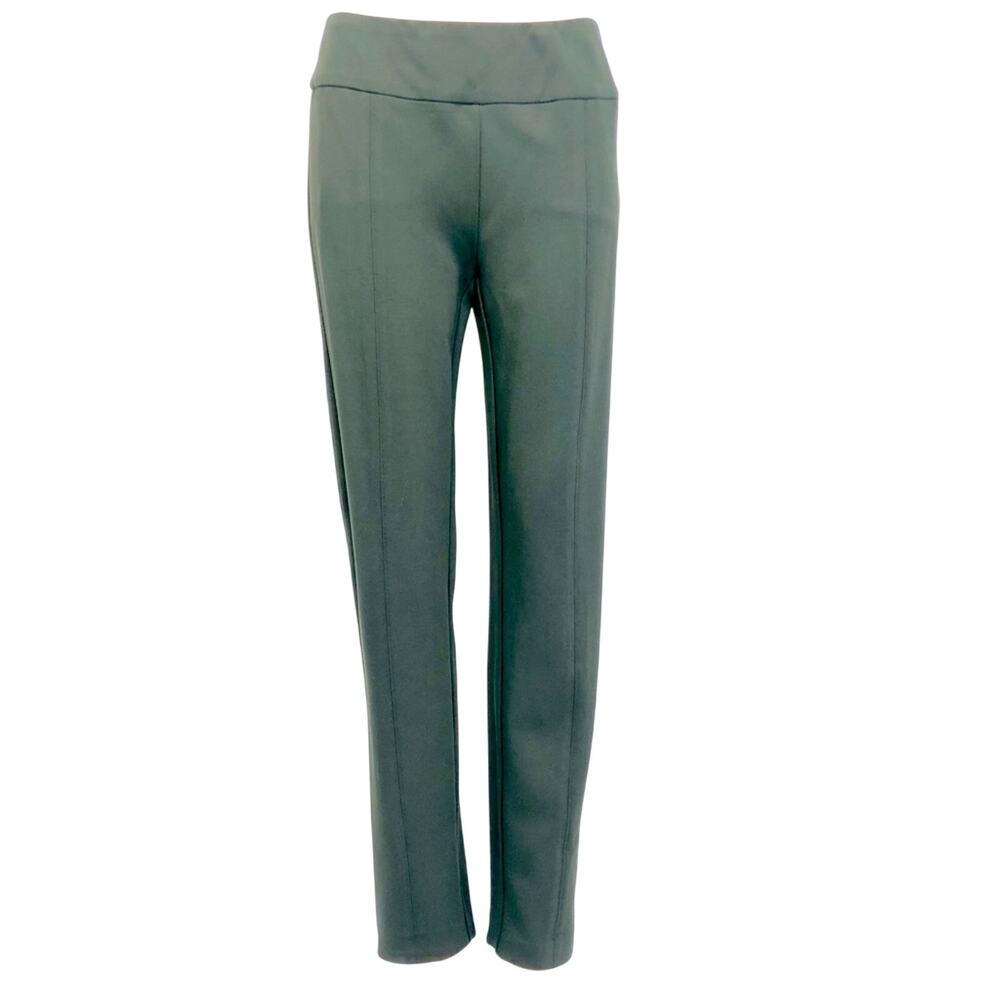 NWT New Directions Ponte Pull On Green Slim Leg Stretch Pants Stylish Versatile